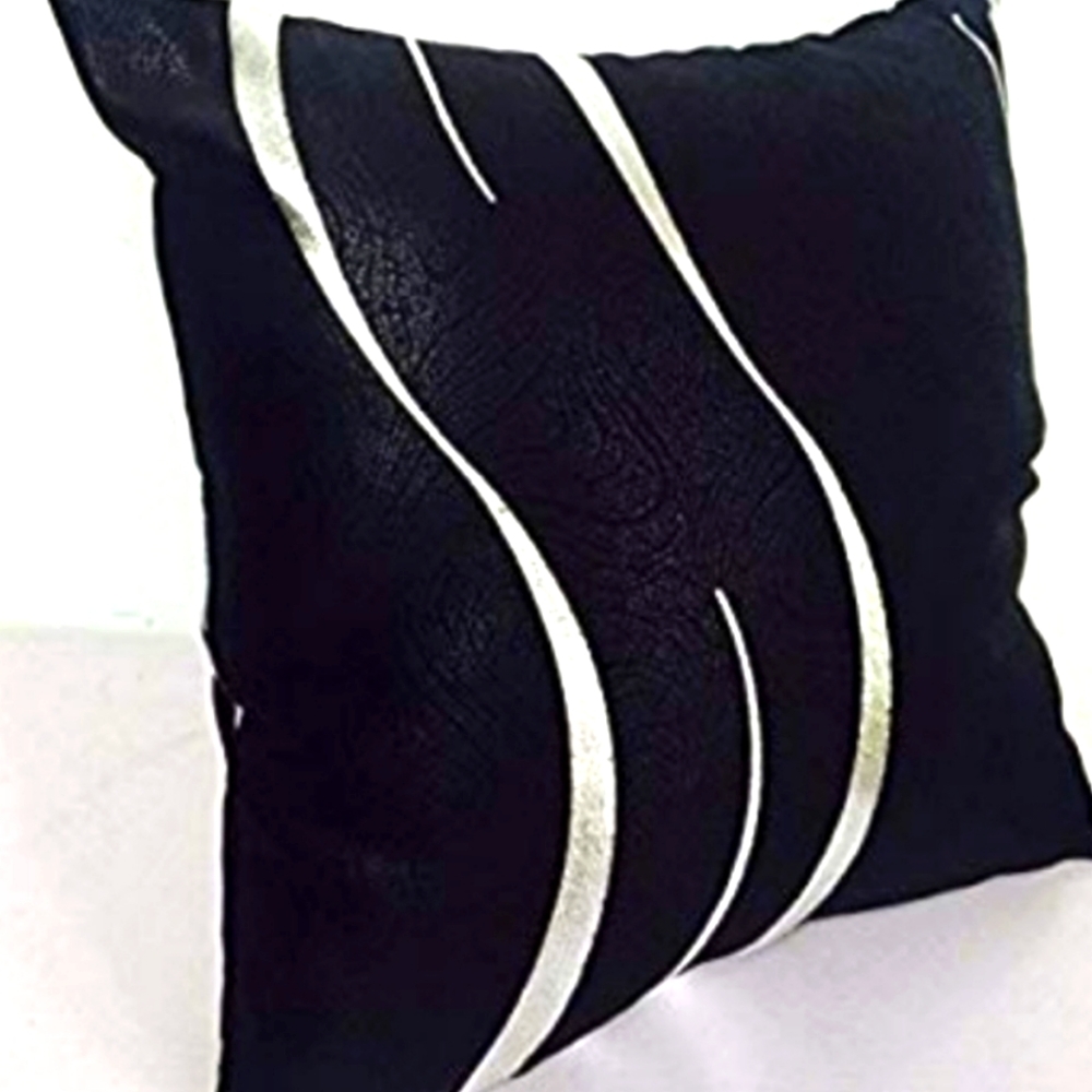 New! Two Black And Silver Decorative Throw Pillow Cases